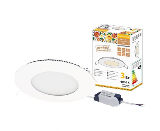 Светодиодный встраиваемый светильник TDM Даунлайт НАРОДНЫЙ СВО белый 3 Вт 4000К SQ0329-0544 