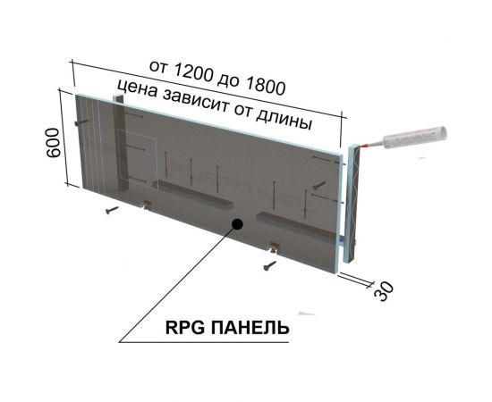 Экран для ванны Ruspanel RPG 1800x600x30 мм RPG15BASC30/1800/600 – изображение 5