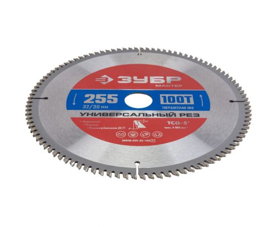 Диск пильный по алюминию ЗУБР Универсальный рез 255x32/30 мм, 100Т 36916-255-32-100_z01 – изображение 3