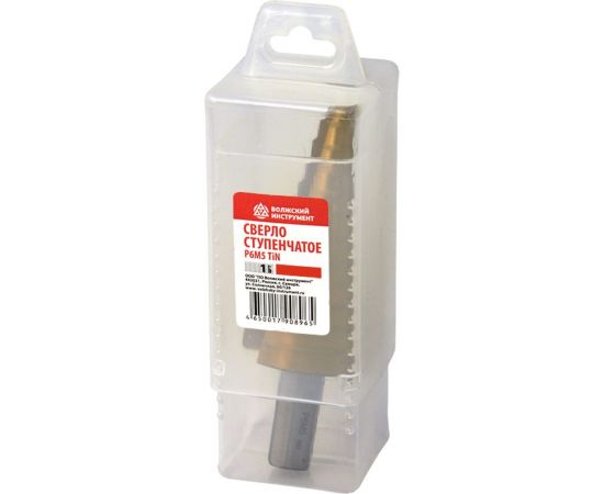 Сверло ступенчатое 4-32 мм, 15 ступеней, Р6М5 нитрид титан Волжский Инструмент 5038004 – изображение 2