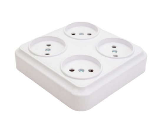 Розетка Bylectrica 4-местная ОУ, квадратная, серия ВАРИАНТ, белый, РА16-0191 – изображение 3