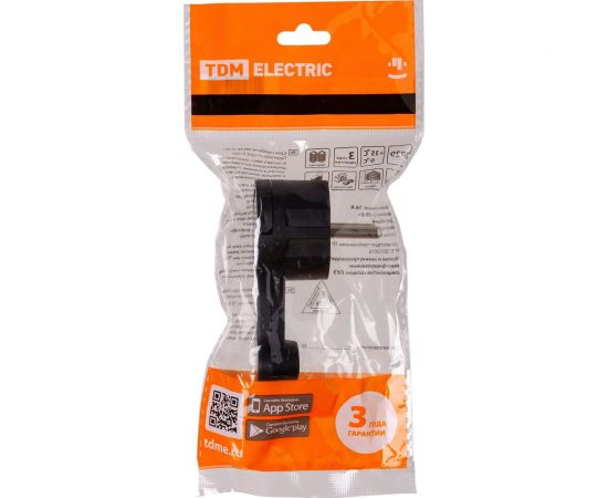 вилка круглая плоская с кольцом черная 16а 250в TDM SQ1806-0196 – изображение 3