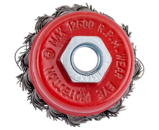 Щетка-чашка (65 мм; М14; крученая проволока) для УШМ vertextools 12200-065 – изображение 4