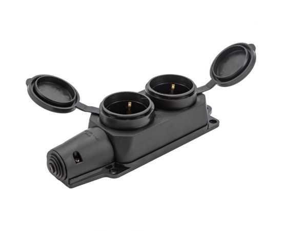 Двухместный розеточный блок АБК-СИЛА с крышками каучук 16А 220В IP- 44 2903031 – изображение 3