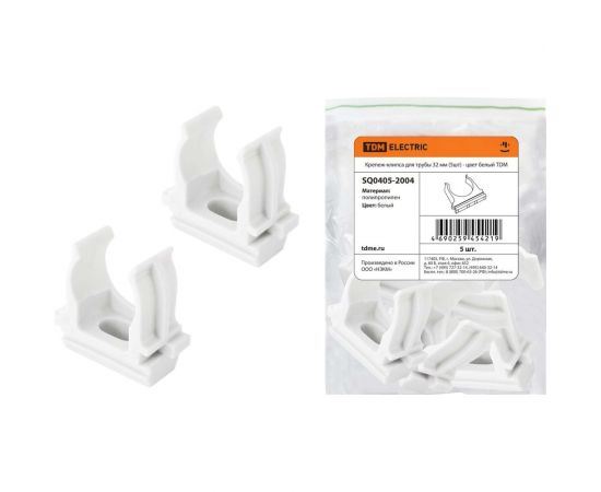 Крепеж-клипса для трубы TDM 32 мм белый SQ0405-2004 
