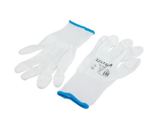 Нейлоновые перчатки с полиуретановым покрытием кончиков пальцев ULTIMA белые ULT620F/XXL 