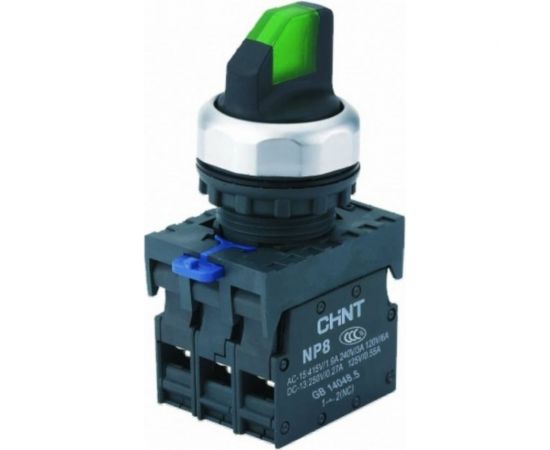 Переключатель CHINT с подсветкой NP8-11XD/213 2 полож. 1НО+1НЗ зел. AC 110В-230В(LED) 667149 