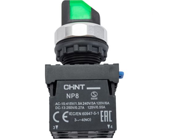 Переключатель CHINT с подсветкой NP8-11XD/213 2 полож. 1НО+1НЗ зел. AC 110В-230В(LED) 667149 – изображение 5