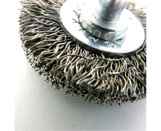 Щетка для дрели дисковая 50x8 мм, с хв-м 6 мм, гофрированная нержавеющая сталь 0.30 мм 13-171 EuroBrush EB-D50SS – изображение 7