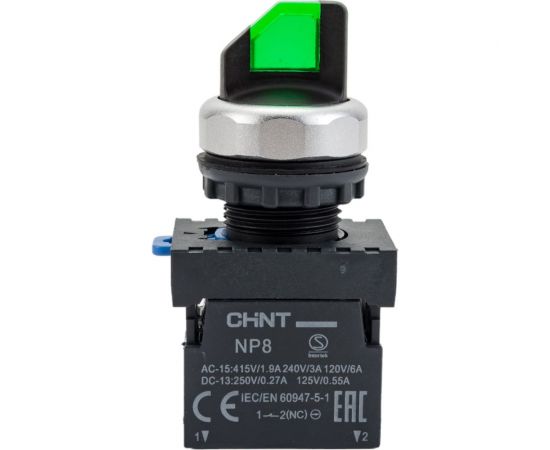 Переключатель CHINT с подсветкой NP8-11XD/213 2 полож. 1НО+1НЗ зел. AC 110В-230В(LED) 667149 – изображение 4