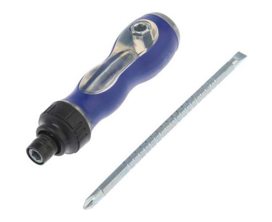 Комбинированная отвертка ТУНДРА, 3 в 1, реверс, 2К рукоятка, PH2/SL6x75-110 мм 2276023 – изображение 3