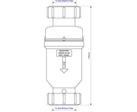 Сифон McAlpine тип сухой гидрозатвор 32-32 мм (блистер) MRNRV32C – изображение 3