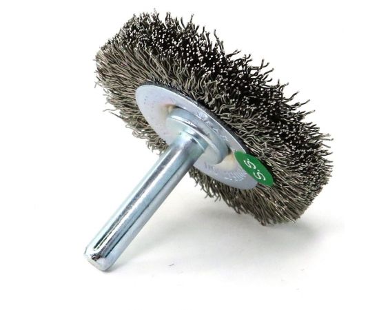 Щетка для дрели дисковая 50x8 мм, с хв-м 6 мм, гофрированная нержавеющая сталь 0.30 мм 13-171 EuroBrush EB-D50SS – изображение 6