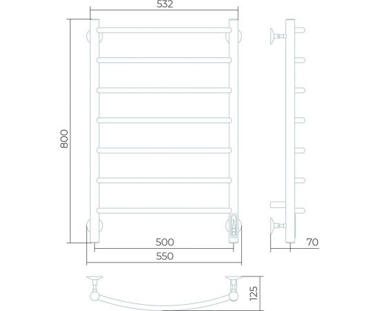 Электрический полотенцесушитель Larusso Классик КС П7 500x800 9005 4670078536525 – изображение 2