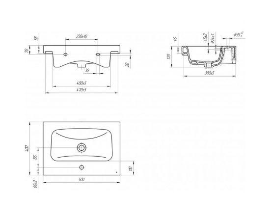 Мебельная раковина Cersanit MODUO 50, 1 отверстие S-UM-MOD50/1 – изображение 4