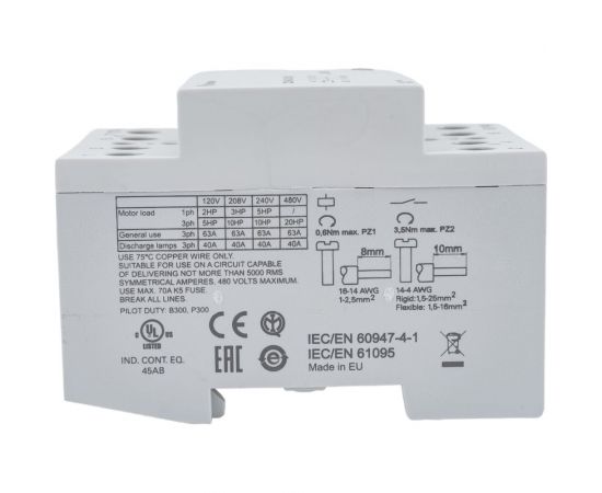 Модульный контактор Finder 4НО, контакта 63А, = 230В AC/DC, - AgSnO2, 226402304310 – изображение 2