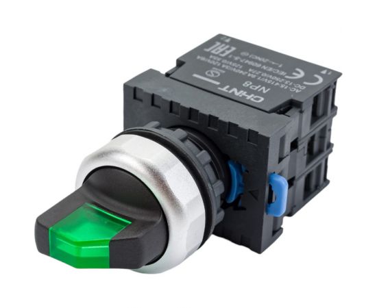 Переключатель CHINT с подсветкой NP8-11XD/213 2 полож. 1НО+1НЗ зел. AC 110В-230В(LED) 667149 – изображение 2