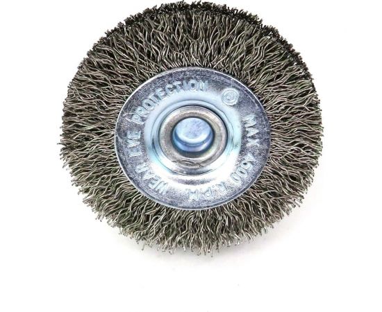 Щетка для дрели дисковая 50x8 мм, с хв-м 6 мм, гофрированная нержавеющая сталь 0.30 мм 13-171 EuroBrush EB-D50SS – изображение 5