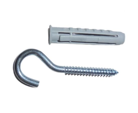 Шуруп-полукольцо Невский Крепеж 6x80 + дюбель 4-распорный, нейлон, 12x60, 2 шт. - пакет нк 818732 