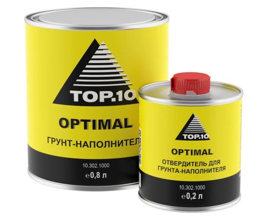 Грунт-наполнитель TOP.10 hs optimal 4:1 серый (0,8л + 0,2л), комплект 10.302.1000 10.302.1000. 