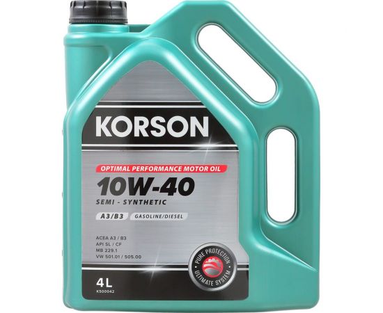 Моторное масло KORSON 10W-40 синтетическое, 4 л KS00042 