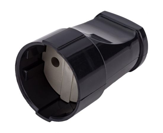 Кабельная разборная прямая розетка АБК-СИЛА без заземляющего контакта 10А 220В черная 2902002 