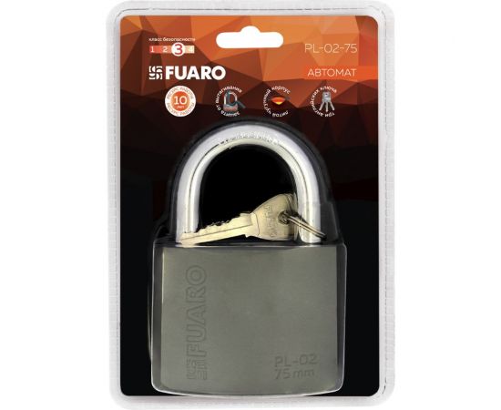 Навесной замок Fuaro PL-02-75 англ. 3 кл., блистер 42297 – изображение 3