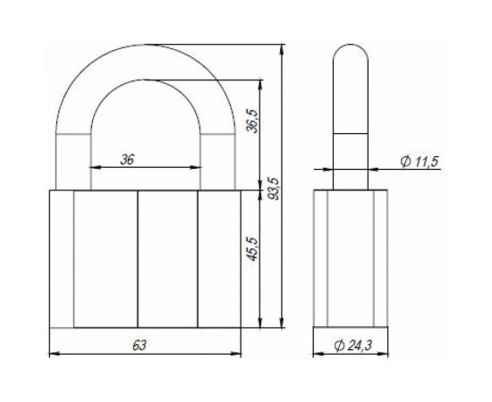 Навесной замок AJAX PD-40-70, фин. 3 кл., коробка 42571 – изображение 3