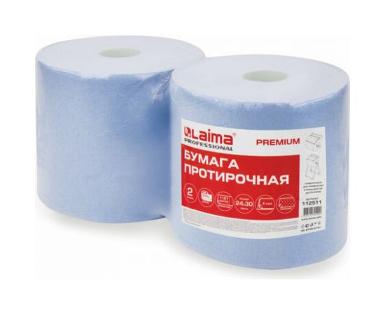 Протирочная бумага ЛАЙМА 350 м, W1 2-сл., 1167 листов, 24х30 см в рулоне, комплект 2 рулона 112511 – изображение 3