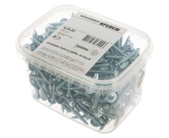 Саморез с прессшайбой Качественный крепеж 4,2х32 острая 350 шт 0500277 КЧ – изображение 2