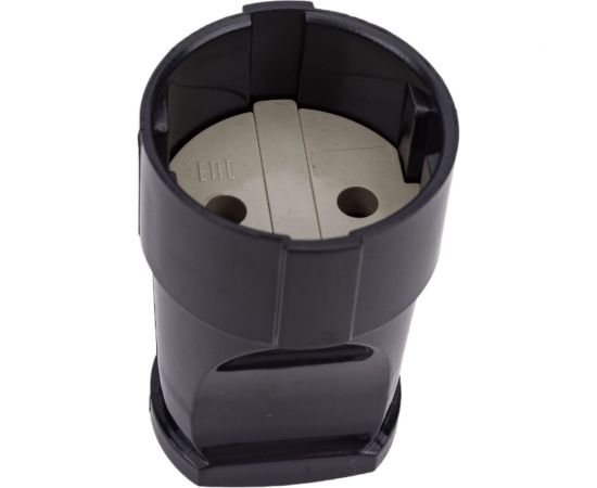 Кабельная разборная прямая розетка АБК-СИЛА без заземляющего контакта 10А 220В черная 2902002 – изображение 2