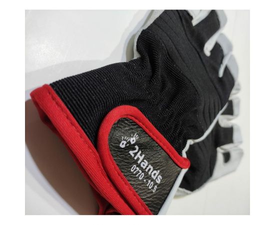 Перчатки 2Hands 3D-спандекс с мягкой овечьей кожей, трикотаж, манжет на велкро 0770 - 9,5 – изображение 6