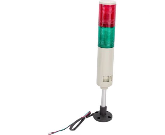 Светосигнальная колонна INNOCONT d=56мм, светодиод, стойка 70мм, основание d=70мм, постоянное свечение, зуммер, цвет: красный, зеленый, 220VAC, IP50, кабель 0,5м TL56B-220-RG 