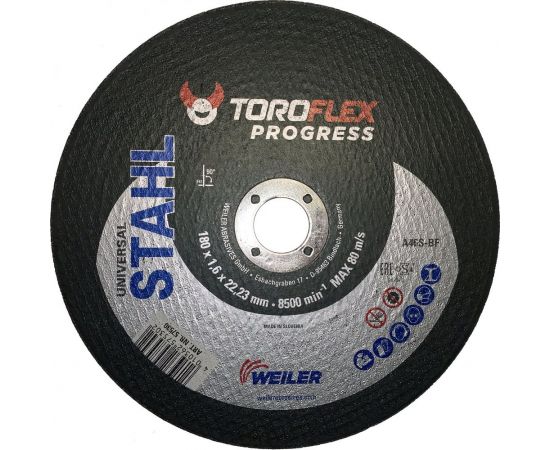 Круг отрезной по стали F41 180х1.6х22.23 мм, А46S-BF PRO TOROFLEX 4010362575302 