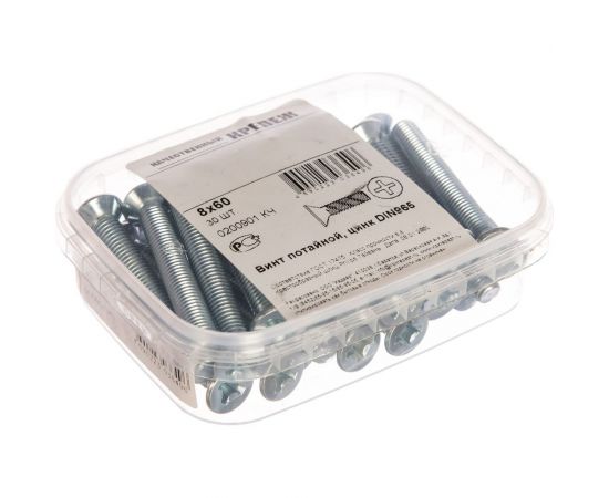 Винт Качественный КРЕПЕЖ потай с метр. резьбой, DIN 965, 8x60, 30 шт 0200901 КЧ – изображение 3