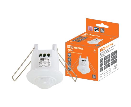 Датчик движения TDM ДДТ-02 40мм, 800Вт, 10-900с, 6м, 3+лк, 120 сбоку+360 сверху градусов, IP20 SQ0324-0026 – изображение 8