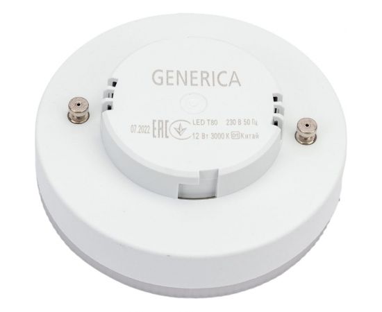 Светодиодная лампа GENERICA T80 таблетка 12Вт 230В 3000К GX53 LL-T80-12-230-30-GX53-G – изображение 3
