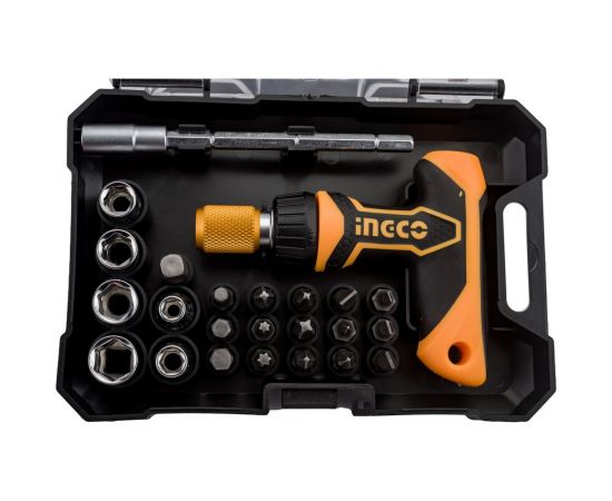 Реверсивная отвертка с насадками INGCO Т-образная, 24 шт. HKSDB0188 – изображение 2