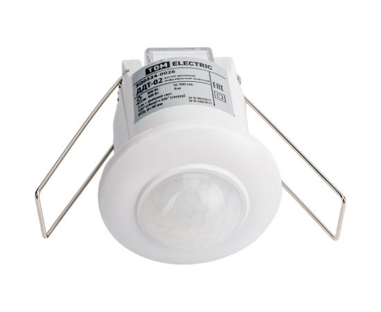 Датчик движения TDM ДДТ-02 40мм, 800Вт, 10-900с, 6м, 3+лк, 120 сбоку+360 сверху градусов, IP20 SQ0324-0026 – изображение 2