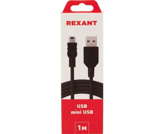 Кабель REXANT USB mini USB длинный штекер 1М черный 18-4402 – изображение 6