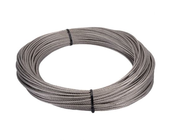 Нержавеющий трос KREPFIELD 3 мм, сталь А2, плетение 7x7, средней мягкости, 50 м 8379А2ТРОС3ММ-50 