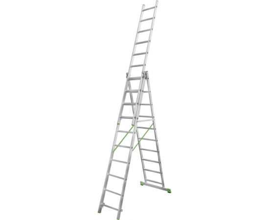 Алюминиевая трехсекционная лестница Новая Высота 3х10 ступеней 2230310 