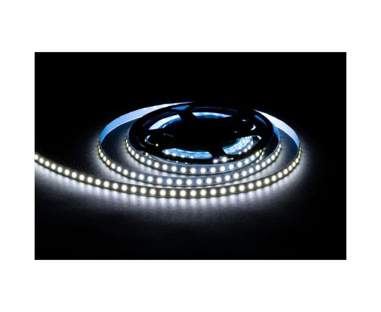 Светодиодная лента OGM 12В, 9,6Вт/м, smd2835, 120д/м, ip20, 7лм/чип, подложка 8мм, 5м, 6500к. / LSE-258 