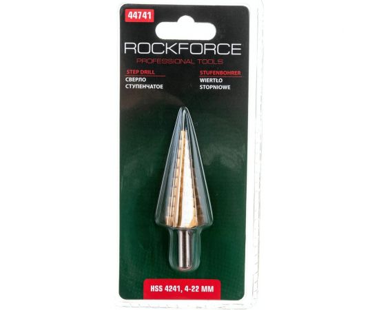 Ступенчатое сверло в блистере (4-22 мм, HSS 4241) Rockforce RF-44741 