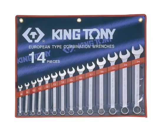 Набор комбинированных ключей KING TONY 5/16"-1-1/4" 14 предметов 1214SR 