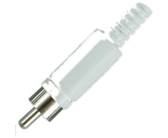 Разъем RCA штекер Pro Legend пластик на кабель, белый, PL2150 