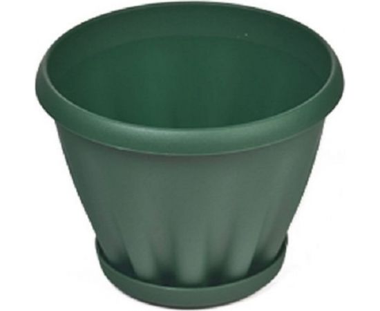Горшок с поддоном Материя Пластика Знатный темно-зеленый, диам. 110 мм, 0.45 л 044168 