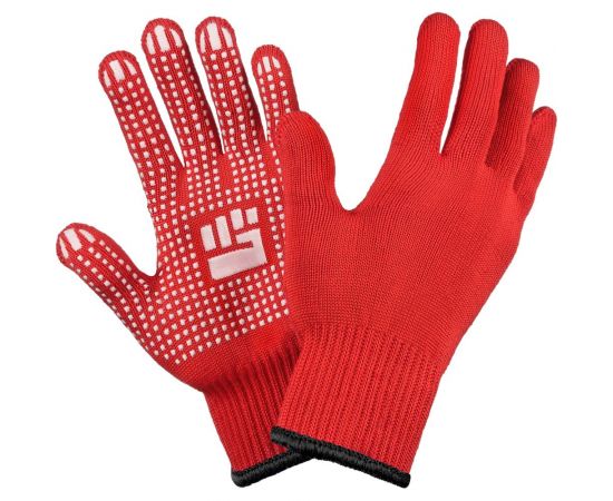 Трикотажные 2-слойные перчатки с ПВХ Фабрика перчаток 10 класс, 6 нитей, красные, р.L 6-10-2С-КР-(L) 