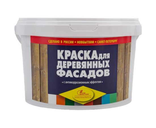 Краска для деревянных фасадов НОВБЫТХИМ (серая; ведро 2.4 кг) 748 