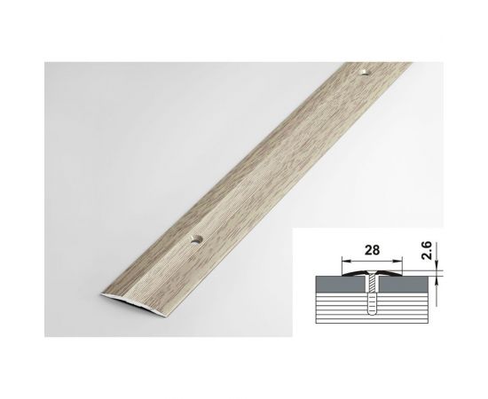 Порог прямой алюминиевый декоративный (28 мм, 1,8 м, Дуб беленый) ЛУКА УТ000005643 – изображение 2